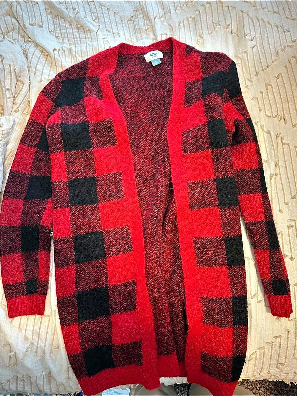 Old Navy Checkered Cardigan in Red & Black Size XS